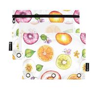 Fresh Serviceberry Fruit White Rings Binder Pocket 3 Hole Punched for 3 Rings Binder Bag with Zipper for Office Stationery Accessories