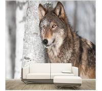 Fresh Simple Fresh Woods Ferocious Animals Wolves 3D Wallpaper Textured Silk Easy Install Living Room Sofa Bedroom Dining Room Home Decoration Wall-200cm×140cm