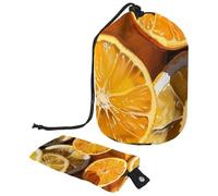 Fresh Slices of Orange and Lemon Travel Cosmetic Bags Makeup Bag for Women, Foldable Drawstring Travel Cosmetic Bags, Portable Toiletry Bucket Bag
