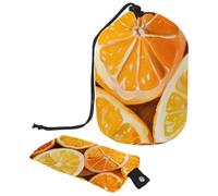 Fresh Slices of Orange Travel Cosmetic Bags Makeup Bag for Women, Foldable Drawstring Travel Cosmetic Bags, Portable Toiletry Bucket Bag