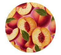 Fresh Slices Peach Fruits Pattern Small Round Mouse Pad, Anti-Slip Rubber Computer Mousepad for Office Home Gaming Laptop, 10 x 10 Inch