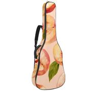 Fresh Slices Peach Fruits Seamless Pattern Padded Guitar Bag, Protective Acoustic Guitar Cover Gig Bag for Electric Bass Classical Guitar