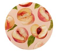 Fresh Slices Peach Fruits Seamless Pattern Round Mouse Pad, Mousepad with Non-Slip Rubber Base, Computer Gaming Pads for Wireless Mouse, Easy Gliding
