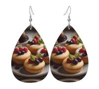 Fresh Small Cakes Dangle Earrings Creative Leather Earrings Fun Ear Pendants For Mother'S Day Party