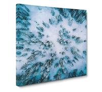 Fresh Snow Upon the Forest Painting Modern Canvas Wall Art Print Ready to Hang, Framed Picture for Living Room Bedroom Home Office Décor, 14x14 Inch (35x35 cm)
