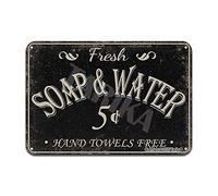 Fresh Soap & Water Hand Towels Free Vintage Bathroom Decor Iron Poster Painting Tin Sign Vintage Wall Decor for Cafe Bar Pub Home Beer Decoration Crafts 6x8 Inch