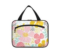 Fresh Spring Simple Colorful Flowers Hanging Travel Toiletry Bag Hanging with Hook, Designer Accessories Bags with Zipper for Accessories Must Haves Toilet bolso de Mano para Hombre L