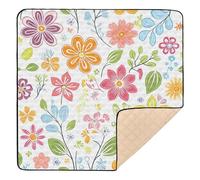 Fresh Spring Simple Colorful Flowers Soft Foam Baby Play mat Foldable for Floor Non-Toxic Foldable Padded Play Mat for Babies Infants Toddlers, 50'' x 50''alfombra de juegos
