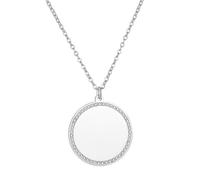 Fresh Start Clean Slate Pavé-Rim Disc Necklace, Gold Stainless Steel New Beginning Temperamental Minimalist Coin Necklace (Silver)
