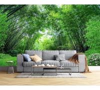 Fresh Stereo Green Bamboo Forest Lawn Modern 3D Wallpaper Premium Textured Silk Neutral Tones Material Ideal for Living Room Bedroom-350cm×256cm