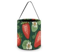 Fresh Strawberries And Leaves Halloween Tote Candy Bags Trick Or Treat Candy Bags Reusable Candy Basket With Handles Multipurpose Gifts Bag For Festival Party Gathering