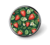 Fresh Strawberries And Leaves Round Badge Cute Brooch Hats Jackets Decor Personalized Lapel Pin Clothing Jewelry Accessories for Wedding Party Gift