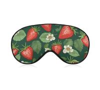 Fresh Strawberries and Leaves Sleep Mask for Women Men Side Sleeper Eye Cover with Adjustable Strap Soft Breathable Blackout Mask Slip-Free Deep Sleeping Travel Essentials