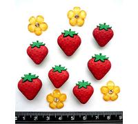 Fresh Strawberries - Fruit Food Novelty Craft Buttons & Embellishments by Dress It Up