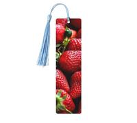 Fresh Strawberries Wood Bookmarks with Tassels,Pendant Unique Handmade Craft DIY Wooden Bookmarks Cute Wood Hanging Tags Ornaments for Book Lovers Birthday Teachers Gift