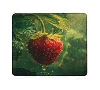 Fresh Strawberry Green Nature Mouse Pad, Juicy Red Berry Spring Decor, Non-Slip Waterproof Mousepad for Home Office Laptop Square 8x10 Inch