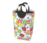 Fresh Strawberry Orange Lemon Fruits, Laundry Hamper, Collapsible Laundry Basket Large Durable Storage Bin with Handles 50L