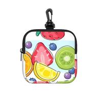Fresh Strawberry Orange Lemon Fruits, Square Zipper Storage Bag, Neoprene Coin Purse, Small Wallets, Change Pouch, Change Purse