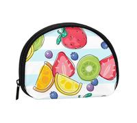 Fresh Strawberry Orange Lemon Fruits, Women's Storage Bag Shell Makeup Bag Small Coin Purse Shell Change Pouch