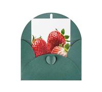 Fresh Strawberry Print Blank Greeting Cards, Love Buttons, Pearl Paper Envelopes Suitable For Various Occasions - Anniversary Cards, Thank You Cards, Holiday Cards, Wedding Cards, Congratulations.