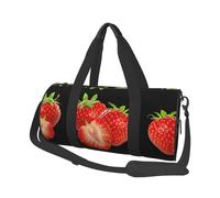 Fresh Strawberry Print Round Duffel Bag, Canvas Overnight Travel Tote Bag, Waterproof and Tear-Resistant.Foldable Weekend Travel Bag