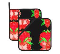 Fresh Strawberry Washable Pot Holder Set, Heat Resistant Pot Holder Accessories 2-Piece Set, Cooking Oven Grill Mat, 8 * 8 Inch