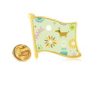 Fresh Style Flower Dog Pattern Golden Metal Flag Lapel Pin Badge