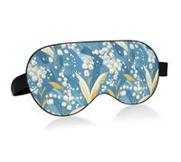 Fresh Style Lily of The Valley Blue Background Travel Essential Eye mask Cover with Elastic Adjustable Band Blackout Camping Eye mask for Sleeping Airplane