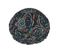 Fresh Succulents Print Premium Double Layer Shower Cap For Women With Reusable Shower Cap For Hair - Waterproof Plastic Cap - Shower Caps For Long, Short And Curly Hairs