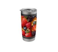 Fresh Summer Fruit Pattern Strawberries Blueberries Oranges Stainless Steel Insulated Tumbler