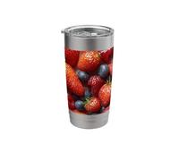 Fresh Summer Fruit Pattern Strawberries Blueberries Peaches Stainless Steel Insulated Tumbler