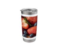 Fresh Summer Fruit Pattern Strawberries Blueberries Peaches Stainless Steel Insulated Tumbler