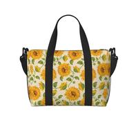 Fresh Sunflower Patterned Duffel Bag Handbag, can be Worn Crossbody or Shoulder, Suitable for Travel and Camping.