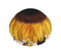 Fresh sunflower Printed Double-Layer Waterproof Shower Cap - Reusable Spa & Face Mask Bathing Hat for Travel, Home Care & Beauty Routine