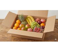 Fresh Sweet Fruit Box with Pineapple, Apple, Grapes, Banana, Mango, Plums, Oranges, Clementines and Strawberries