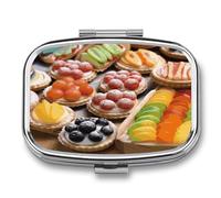 Fresh Sweet Tarts Pill Box Medicine Pill Organizer Small Pill Case Travel Pill Container Portable Pill Case for Pocket 2 Compartment Pill Holder Pill Boxes for Travel