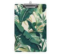 Fresh Teal Green Banana Leaf A4 Acrylic Clipboard for Papers Writing Planner, Office Wall Mounted Large Capacity Organizer