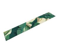 Fresh Teal Green Banana Leaf Rustic Decor Linen Runner for Wedding Party, Holiday Home Dining Table And Fireplace Mantel
