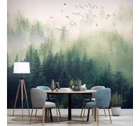 Fresh Three Dimensional Green Forest Flying Birds Modern 3D Wallpaper Premium Textured Silk Neutral Tones Material Ideal for Living Room Bedroom-430cm×300cm