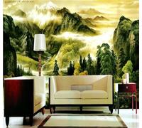 Fresh Three Dimensional Magnificent Mountains and Rivers Scenery 3D Wallpaper Easy Install Feature Office Living Room Sofa Bedroom TV Background Wall Decoration-300cm×210cm