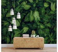 Fresh Three Dimensional Tropical Plants and Green Leaves 3D Wallpaper Easy Install Feature Office Living Room Sofa Bedroom TV Background Wall Decoration-200cm×140cm