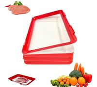 Fresh Tray,food Preservation Tray,fresh Preservation Plate,cold Meat Containers for Fridge,food Vacuum Storage Box,Stackable Food Preservation Tray with Elastic Lid for Vegetable Fruit Meat Fish