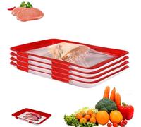 Fresh Tray,food Preservation Tray,fresh Preservation Plate,cold Meat Containers for Fridge,food Vacuum Storage Box,Stackable Food Preservation Tray with Elastic Lid for Vegetable Fruit Meat Fish