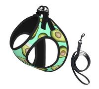 Fresh Tropical Fruit Avocado Print Adjustable Harness Leash Set For Cats And Dogs, Soft Breathable Kitten Puppy Mesh Vest With Reflective Design, Escape-Proof Lead For Small Pets Walking Training