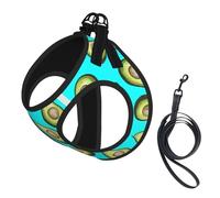Fresh Tropical Fruit Avocado Print Adjustable Harness Leash Set For Cats And Dogs, Soft Breathable Kitten Puppy Mesh Vest With Reflective Design, Escape-Proof Lead For Small Pets Walking Training