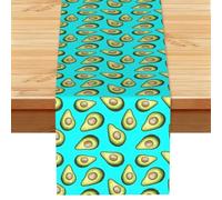 Fresh Tropical Fruit Avocado Print Decorative Table Runner For Long Kitchen Dinner Table, Seasonal Party Home Decor 183cm