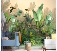 Fresh Tropical Jungle Plants Landscape 3D Wallpaper Easy Install Feature Office Living Room Sofa Bedroom TV Background Wall Decoration-150cm×105cm