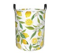 Fresh Tropical Lemons Collapsible Oxford Fabric Laundry Hamper, Waterproof With Handles - Foldable Storage Basket For Bedroom, Bathroom, Kitchen, Nursery, Car & Toys