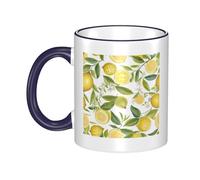Fresh Tropical Lemons Dual-Sided Edge-Color Ceramic Mug - Premium Handcrafted Ceramic Coffee Mug With Vibrant Full-Edge Printed Design, Smooth Rim & Ergonomic Arc Handle For Home, Office & Gifting