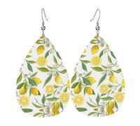 Fresh Tropical Lemons Leather Earrings For Women Dangle, Piercing Teardrop Earrings Lightweight Jewelry Gifts For Women Girls